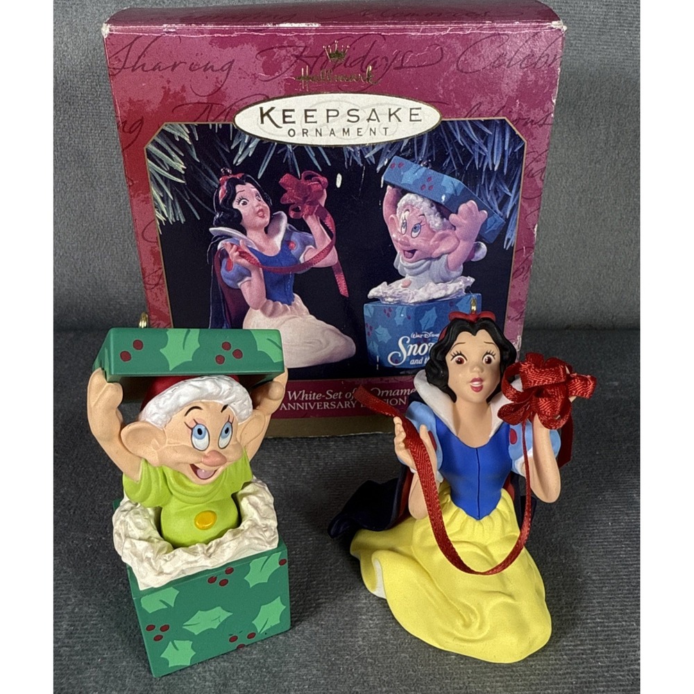 Hallmark Keepsake Disney Snow White Seven Dwarfs Dopey Anniversary Ornaments